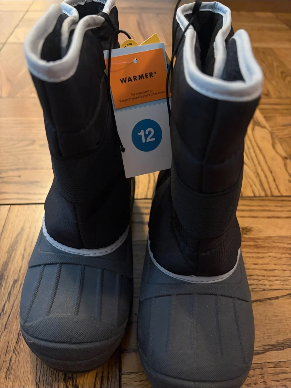 Cat & Jack Kids Black & Gray Waterproof Snow Boots Size 12 NWT